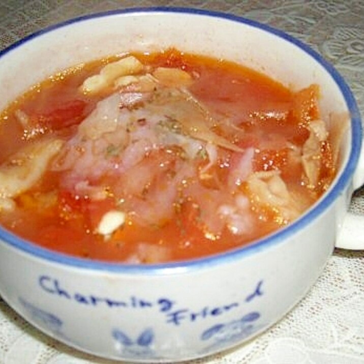 蓮根とチキンのトマトスープ